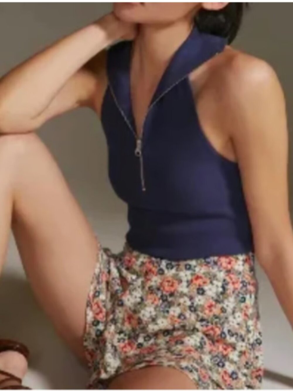 NWT Maeve by Anthropologie Quarter Zip Halter Top